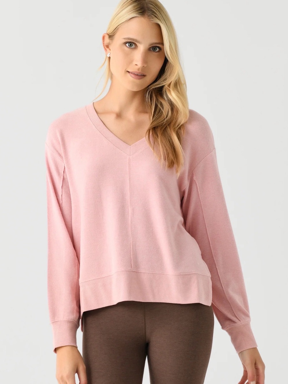 Women's V-Neck Lightweight Pullover Sweater - Pink